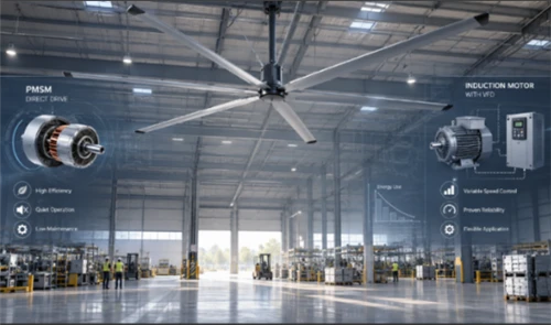 PMSM vs. motor de inducție pentru ventilatoare HVLS: Cum să selectați VFD-ul ...